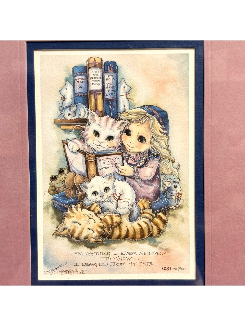Jody Bergsma Cat Print Signed Limited Edition Framed Lithograph Cat Lover Gift